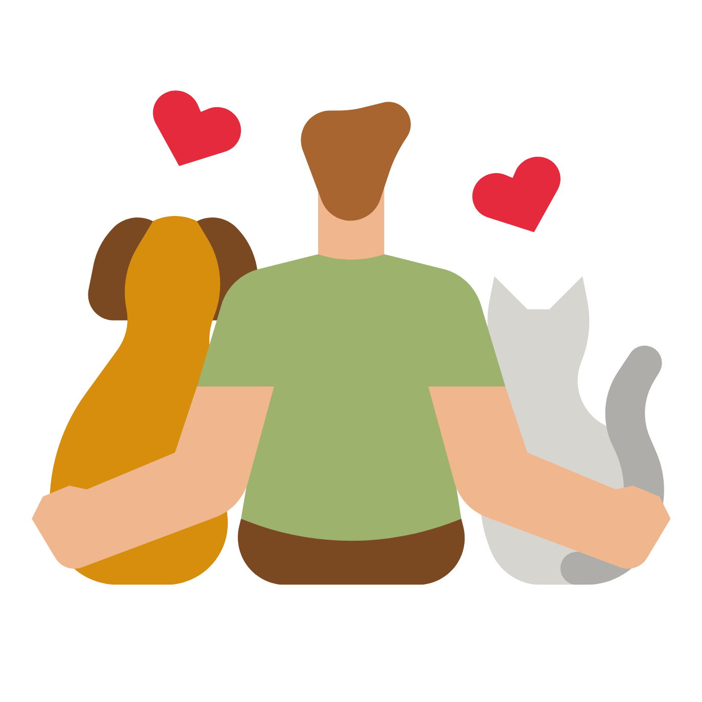 5 Star Rated Pawland's Pet Sitter sitting with Dog & Cat are expressing love