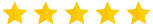 Five yellow stars indicating the five-star rating of Pawland, which is a pet sitting service provider in Dubai