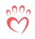 A red paw print shaped as a heart to show your dogs receive love when you’re away