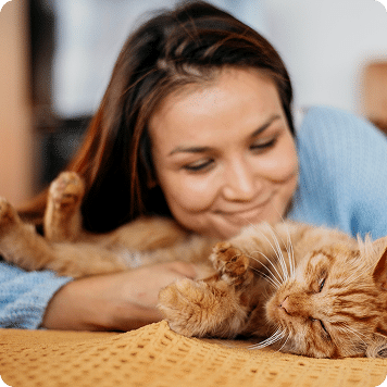 Cat sitter cuddling a cat