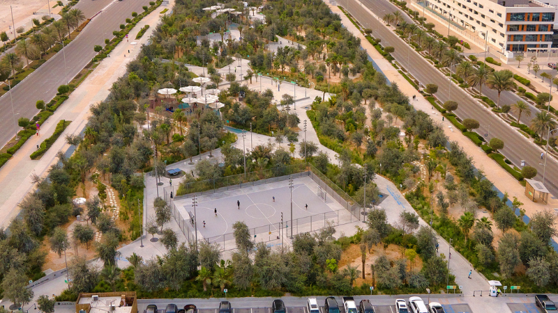 Bird eye view at Al Fay Park at abu dhabi