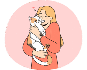 Professional cat sitter showing love to a cheerful cat