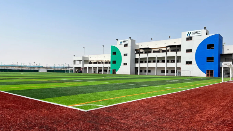 Greenfield International School full view with playground
