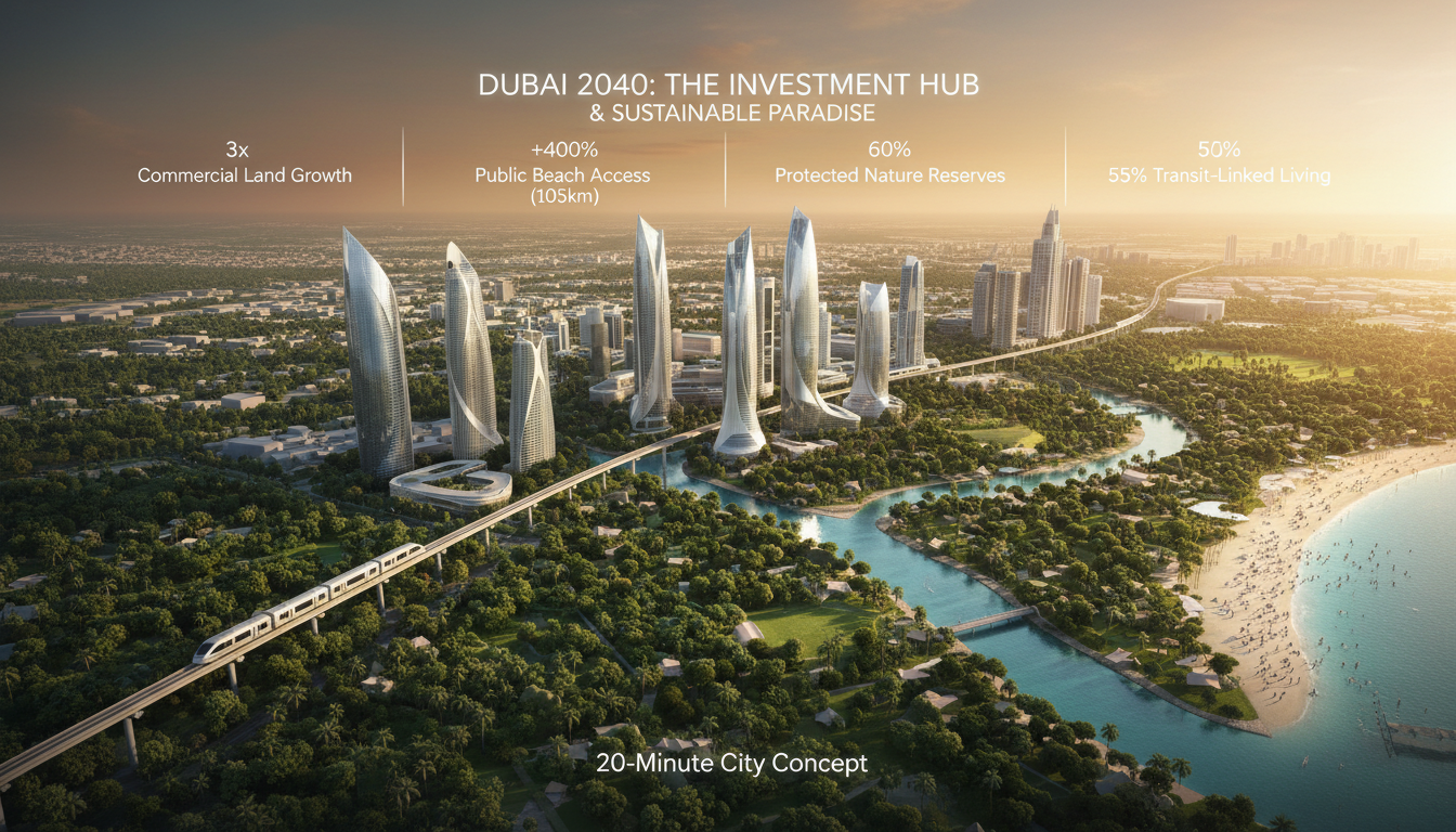 Dubai Investment Park Master Plan 2040 with city view