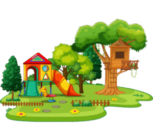 a deseart park with the small house in green envirorment