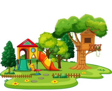 a deseart park with the small house in green envirorment