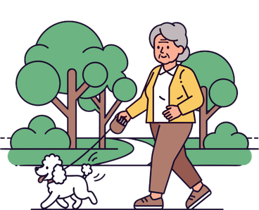 A dog owner walking with his dog at park in rash al khaimah