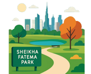 sheikha fatema park art images where green view with a banner