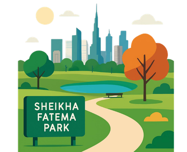 sheikha fatema park art images where green view with a banner