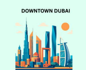 downtown dubai art image with burj khalifa building