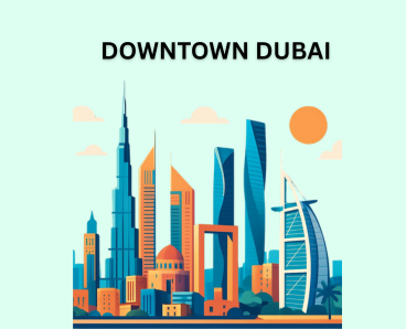 downtown dubai art image with burj khalifa building