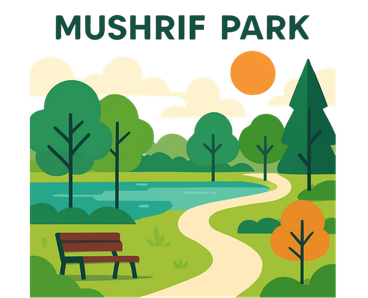 An artistic image of the view of Mushrif Park in Dubai