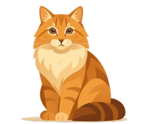 Siberian cat artwork portrait in a calm sitting pose.