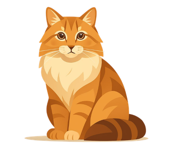 Siberian cat artwork portrait in a calm sitting pose.