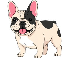 French Bulldog cartoon illustration standing upright outdoors