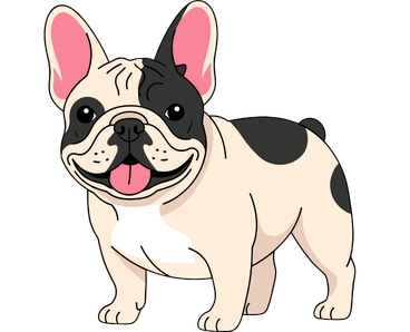 French Bulldog cartoon illustration standing upright outdoors