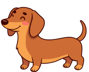 Smiling dachshund dogs art illustration with happy expression and playful style