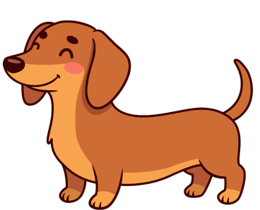 Smiling dachshund dogs art illustration with happy expression and playful style