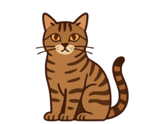 Art illustration of a Moggie cat in a cute pose.