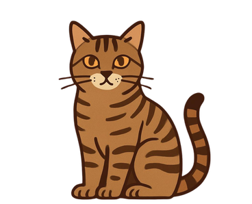 Art illustration of a Moggie cat in a cute pose.