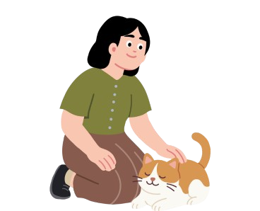 a cat owner are caring to her cat