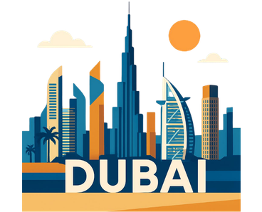 Sunlit Burj Khalifa and modern Dubai skyline with high-rise buildings under a clear sky