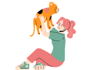 cat with ownwer enjoying together