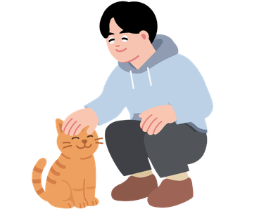 cat with man