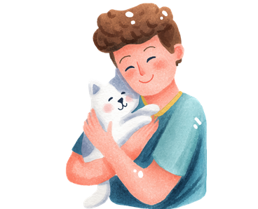 owner cudding his cat