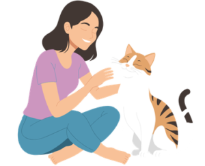 cat are enjoying with owner