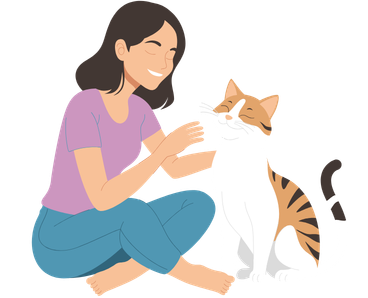 cat are enjoying with owner