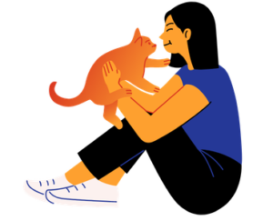 cat with owner