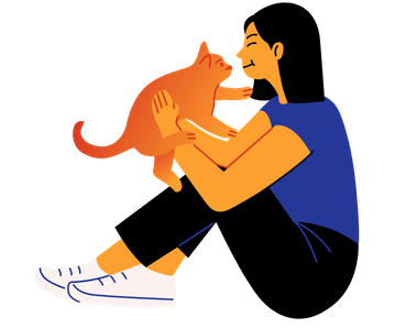 cat with owner