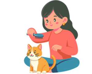 cat with owner