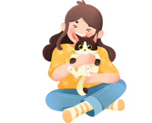 ownwr are caring her small cat