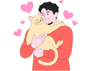 cat with owner