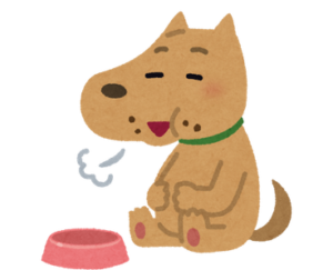a baby dog eating food