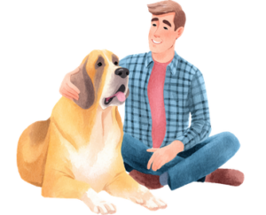 dog with owner