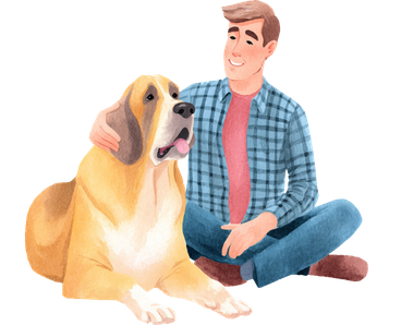 dog with owner