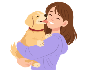Dog owner caring for their dog at home