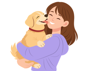 Dog owner caring for their dog at home