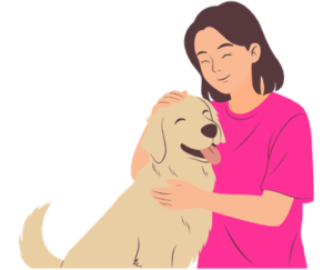 a dog sitter are carying her dog
