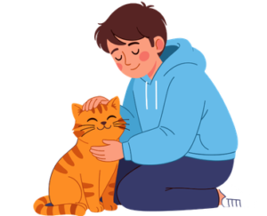 a cat sitter are caring a cat