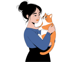 cat with woman owner