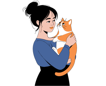 cat with woman owner