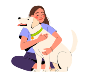 dog are caring her owner