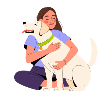 dog are caring her owner