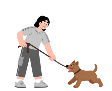 dog waking with owner