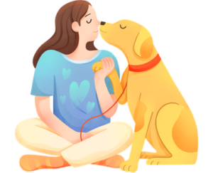 dog with lady owner