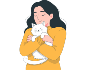 kitten is setting on her owner